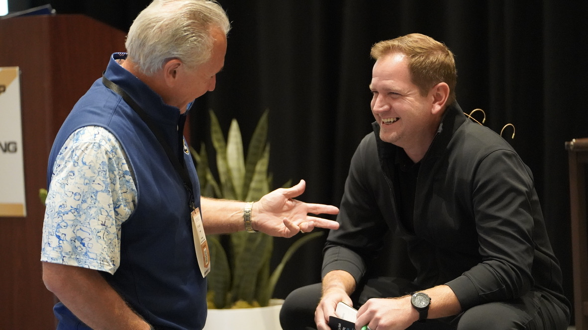 Josh Taylor engaging with an attendee